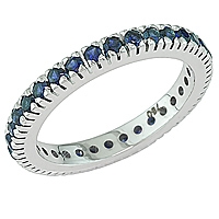 Blue sapphire white gold eternity ring