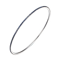 Blue sapphire white gold eternity bangle