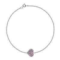 Amethyst white gold heart bracelet
