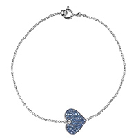 Blue sapphire white gold heart bracelet