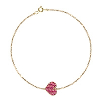 Ruby yellow gold heart bracelet