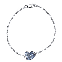 Blue sapphire white gold heart bracelet