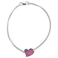 Pink sapphire white gold heart bracelet