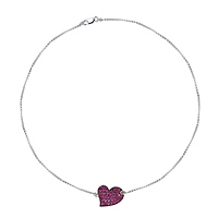 Ruby white gold heart bracelet