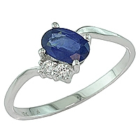 Blue sapphire white gold classic ring