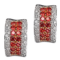 Orange sapphire gold huggie earrings