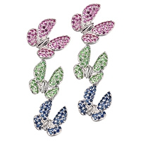 Pink, blue sapphire and tsavorite white gold drop earrings