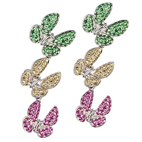 Yellow, pink sapphire and tsavorite white gold drop earrings
