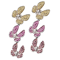 Multicolored sapphire white gold drop earrings