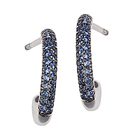 Blue sapphire white gold hoop earrings