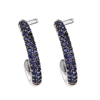 Blue sapphire white gold hoop earrings