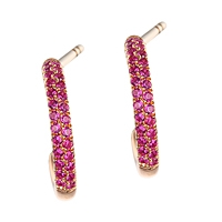 Pink sapphire rose gold hoop earrings