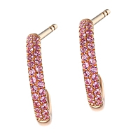 Pink sapphire rose gold hoop earrings