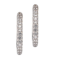 White sapphire white gold hoop earrings