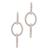 White sapphire white gold hoop earrings