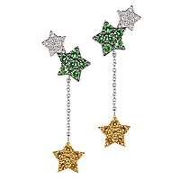 Yellow sapphire and tsavorite gold drop earrings