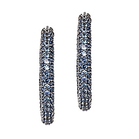 Blue sapphire white gold hoop earrings