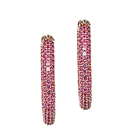 Pink sapphire rose gold hoop earrings