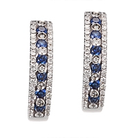 Blue sapphire white gold huggie earrings