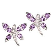 Purple amethyst white gold stud earrings