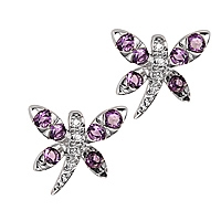 Purple amethyst white gold stud earrings