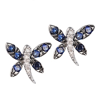 Blue sapphire white gold stud earrings