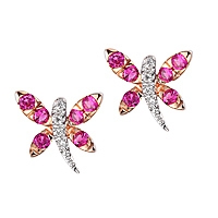 Pink sapphire gold stud earrings