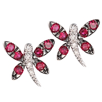 Ruby white gold stud earrings