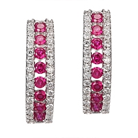 Ruby white gold huggie earrings