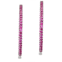 Pink sapphire white gold hoop earrings