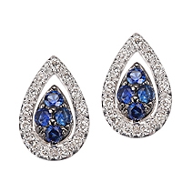 Blue sapphire white gold stud earrings