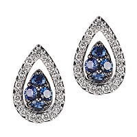 Blue sapphire white gold stud earrings