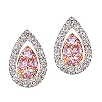 Pink sapphire gold stud earrings