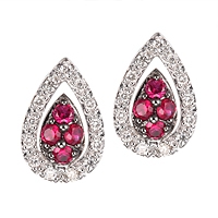Ruby white gold stud earrings
