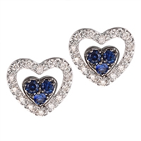 Blue sapphire white gold stud earrings