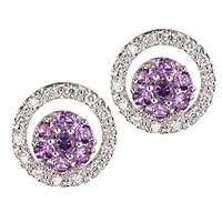 Amethyst white gold stud earrings