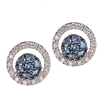 Blue sapphire white gold stud earrings