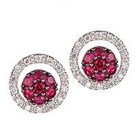 Ruby white gold stud earrings