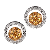 Yellow sapphire gold stud earrings
