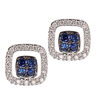Blue sapphire white gold stud earrings