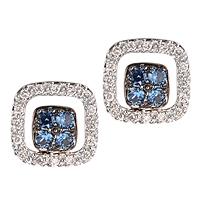 Blue sapphire white gold stud earrings