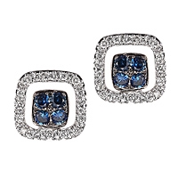 Blue sapphire white gold stud earrings