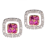 Pink sapphire gold stud earrings