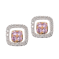 Pink sapphire gold stud earrings