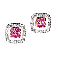 Pink sapphire gold stud earrings