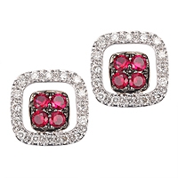 Ruby white gold stud earrings