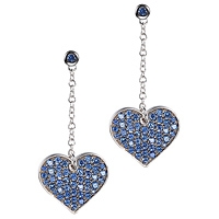 Blue sapphire white gold drop earrings