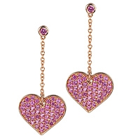 Pink sapphire rose gold drop earrings