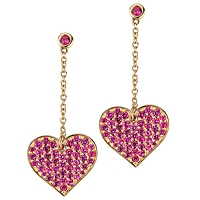 Ruby yellow gold drop earrings