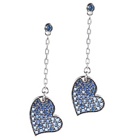 Blue sapphire white gold drop earrings